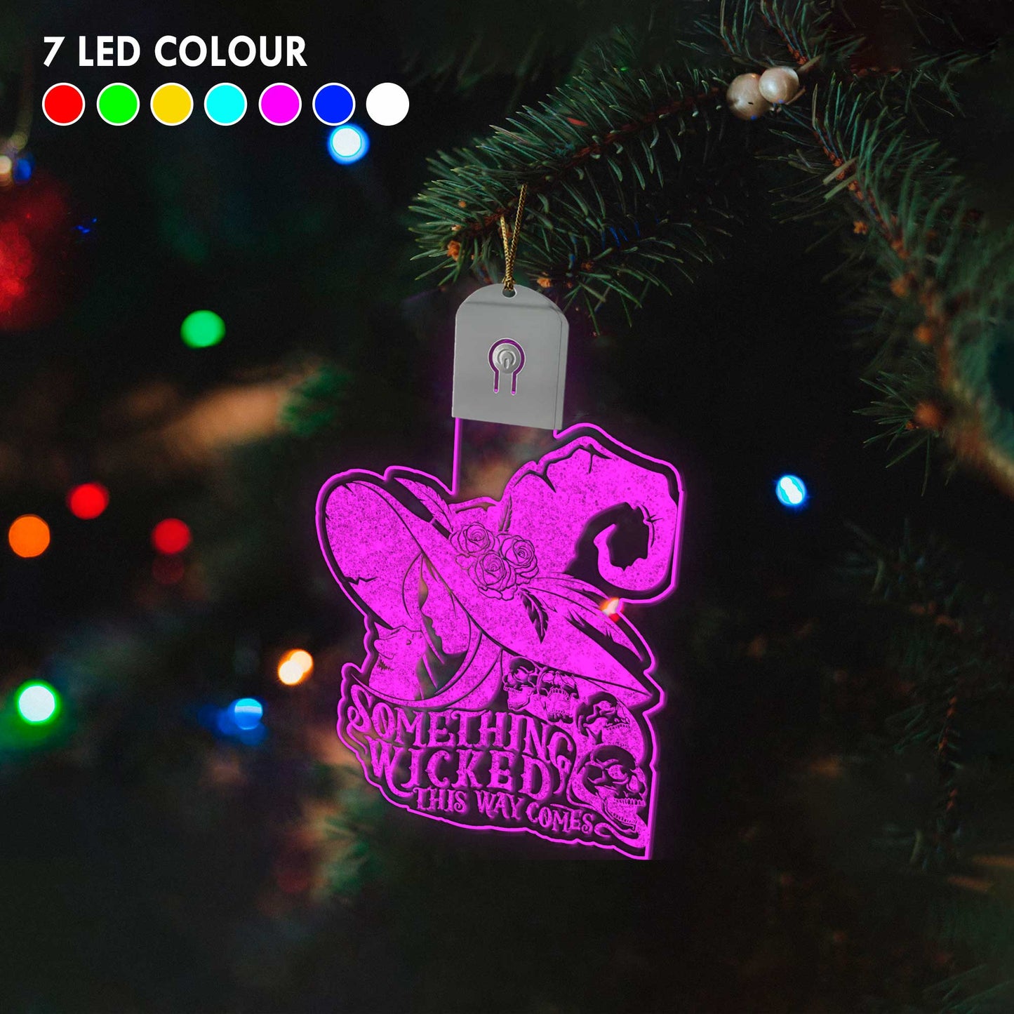 Something Wicked This Way Comes - Christmas Witch Shaped Led Acrylic Ornament