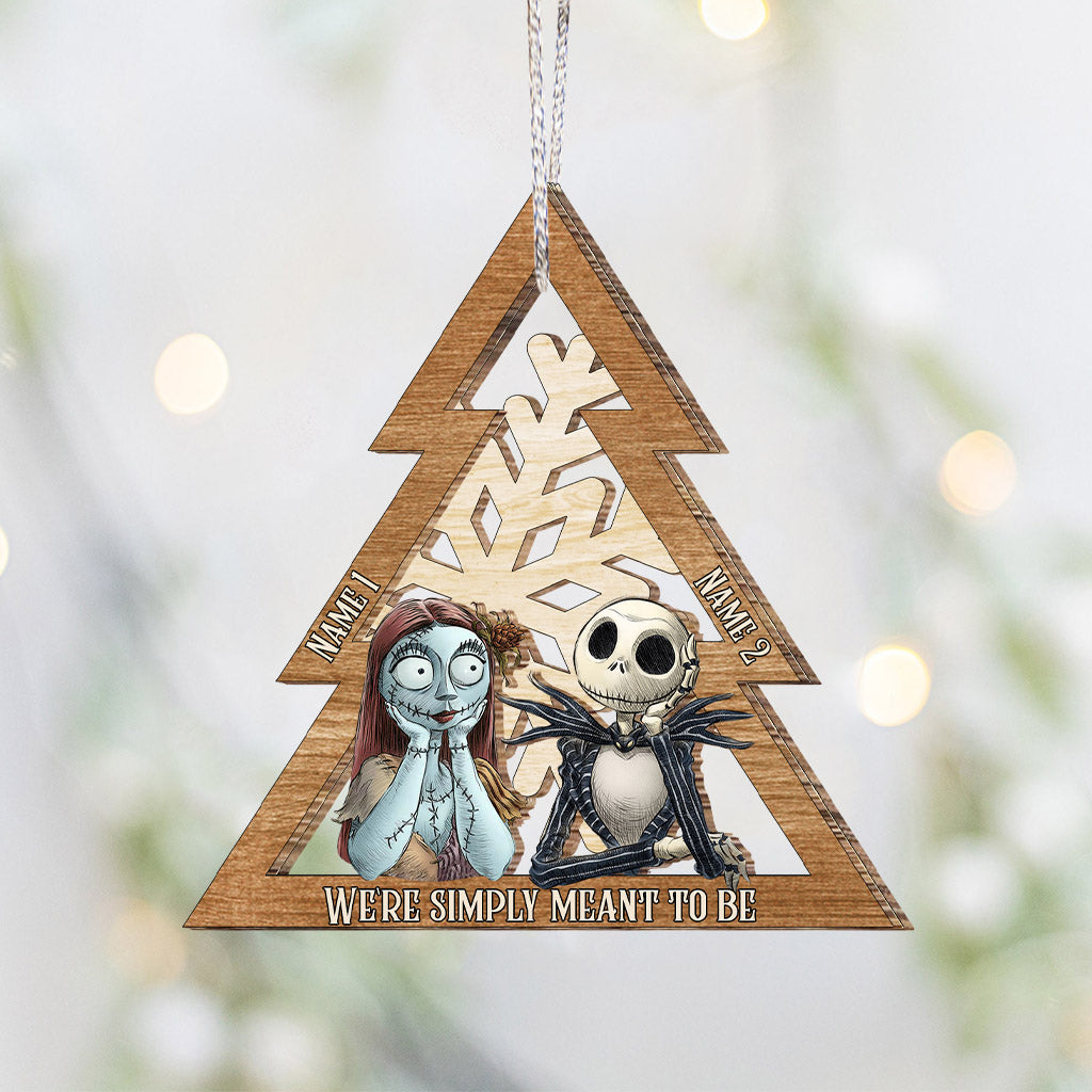 We're Simply Meant To Be Nightmare Snowflake - Personalized Christmas Layered Wood Ornament