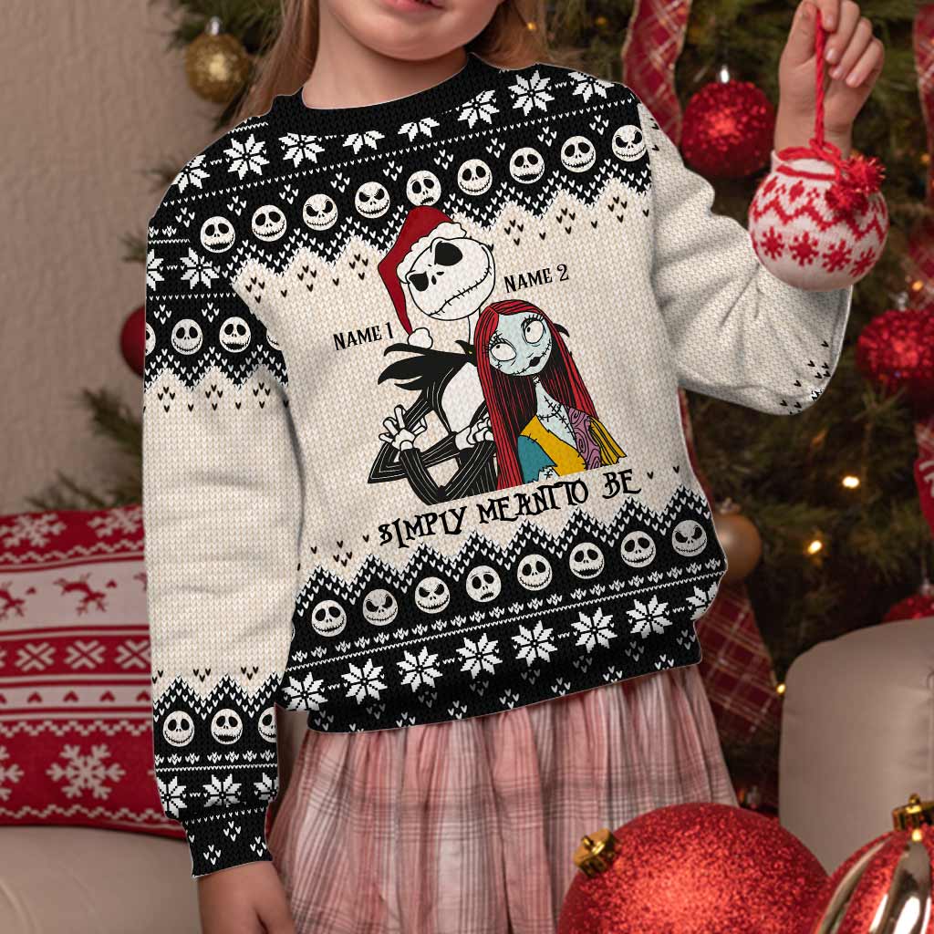 Simply Meant To Be - Personalized Christmas Nightmare Sweater With Faux Wool Pattern Printed