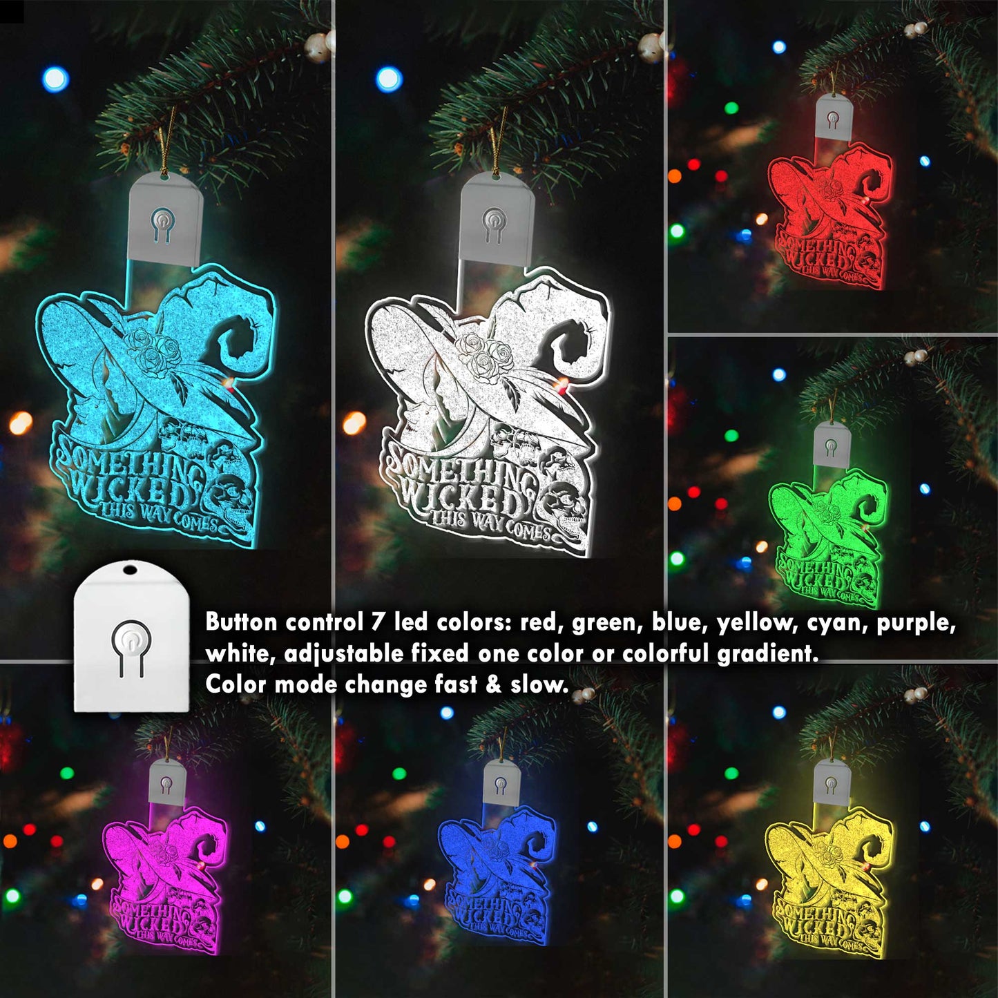 Something Wicked This Way Comes - Christmas Witch Shaped Led Acrylic Ornament