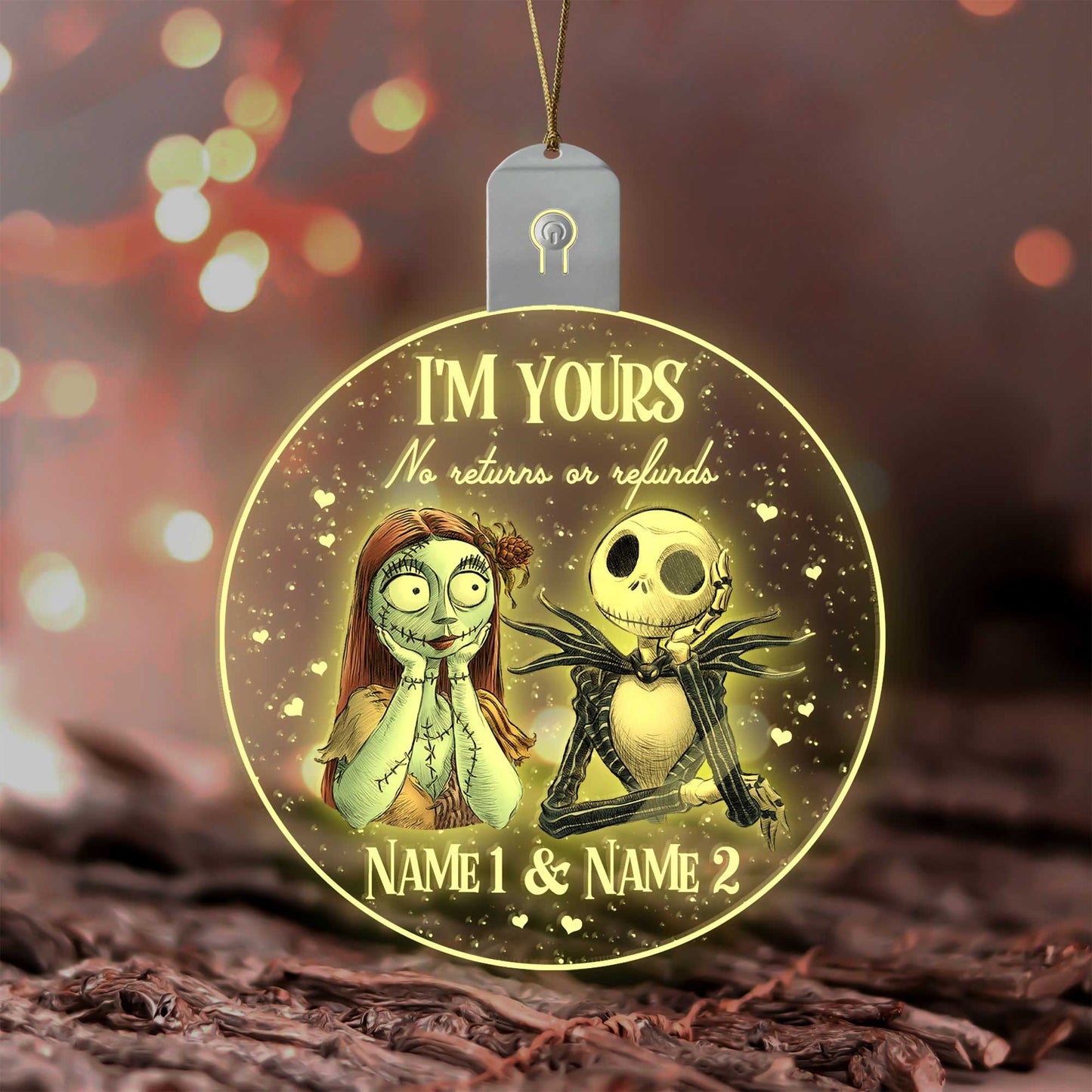 We're Simply Meant To Be - Personalized Christmas Nightmare Round Led Acrylic Ornament