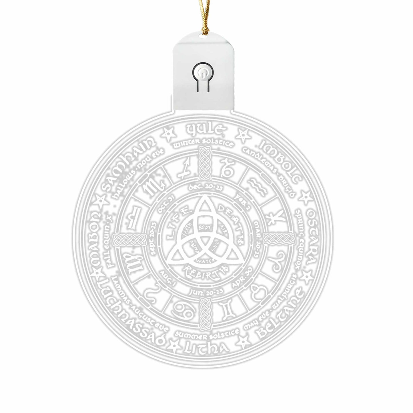 Wheel Of The Year - Christmas Witch Round Led Acrylic Ornament