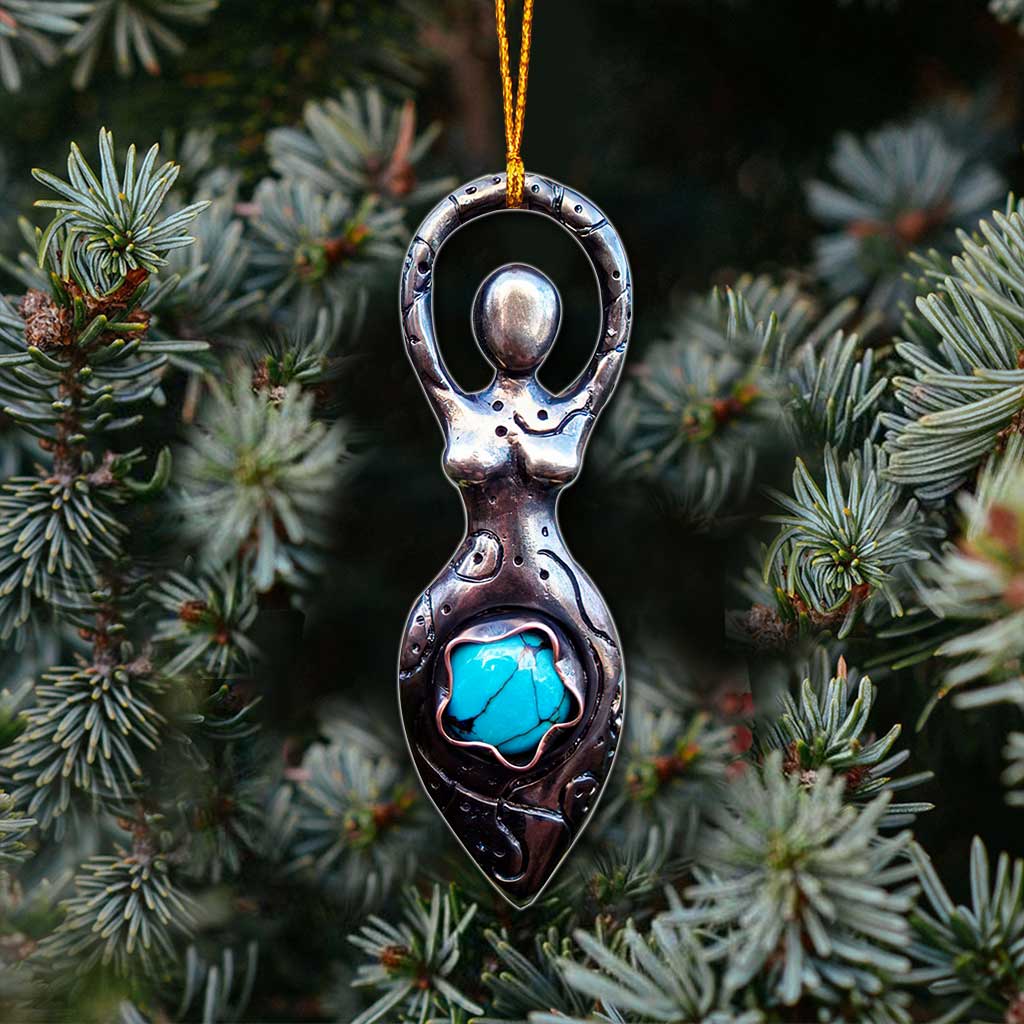 Earth Goddess Turquoise - Christmas Witch Ornament (Printed On Both Sides)