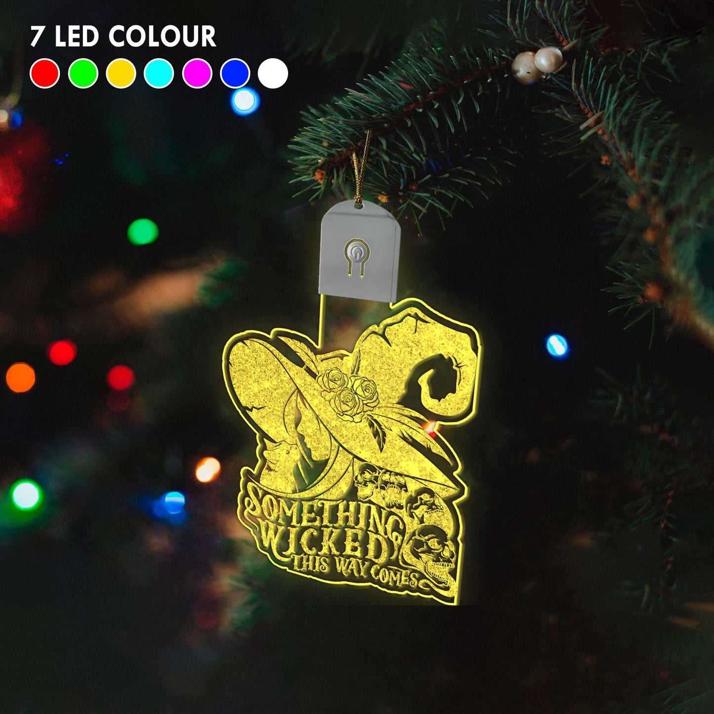 Something Wicked This Way Comes - Christmas Witch Shaped Led Acrylic Ornament