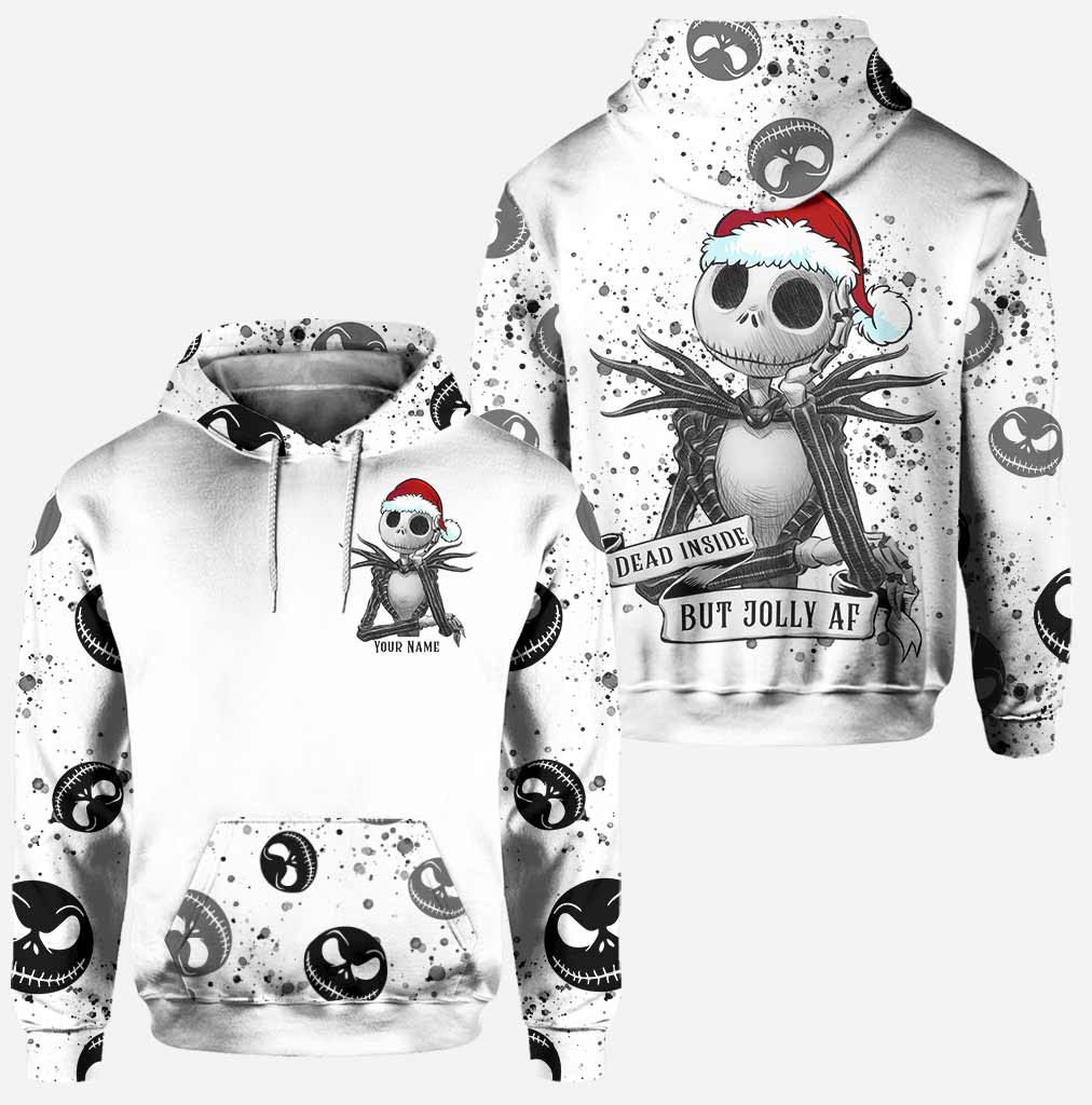 Dead Inside But Jolly AF - Personalized Christmas Nightmare Hoodie and Leggings