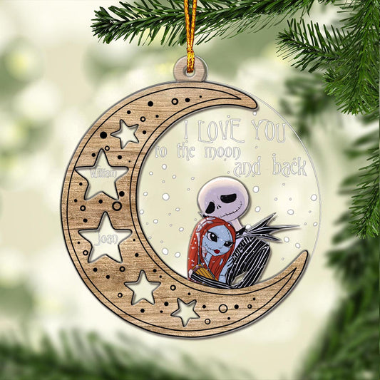 I Love You To The Moon And Back - Personalized Christmas Nightmare Layers Mix Ornament